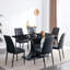 Ensemble de table de salle à manger en faux marbre avec base convertible, table de cuisine rectangulaire de luxe pour 6 à 8 personnes, table de salle à manger moderne en faux marbre noir avec base en panneau de fibres à densité moyenne, table de salle à manger et 6 chaises
