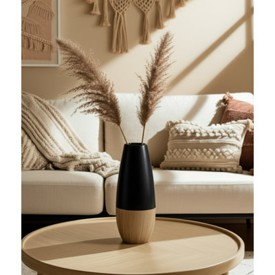 Stoneware Ceramic Vase - Modern Boho Decorative Accent with Sleek Design and Textured Base