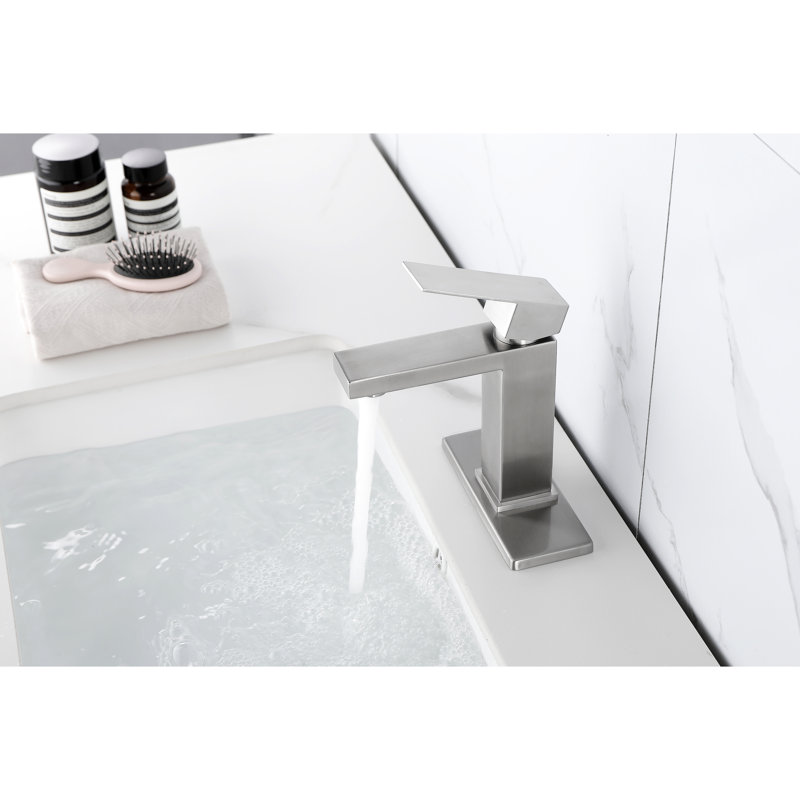 Waterfall Spout Bathroom Tap, Single Handle Stainless Steel Faucet In Brushed Nickel, Quality Assurance For Durability, To Corrosion And Fingerprints, Quiet No-Splash Water Flow Nickel Faucet, Vanity
