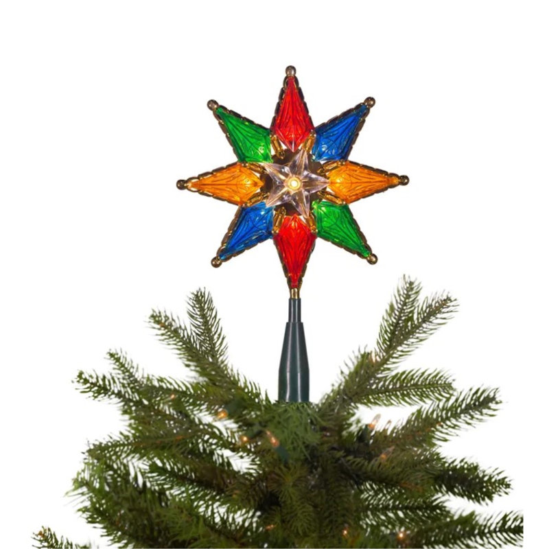 Multi-Colored Plastic 10-Light 8-Point Star Tree Topper