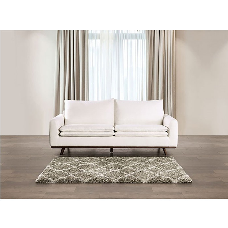 Dallyn Sofa, Linen White Cotton Linen Blend, Dark Brown