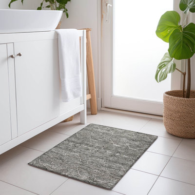 Machine Washable Indoor/Outdoor Christain ACN1223 Pewter Rug