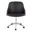 Chaise de bureau en métal chromé, bois de noyer et similicuir noir-1350169413-1350169408