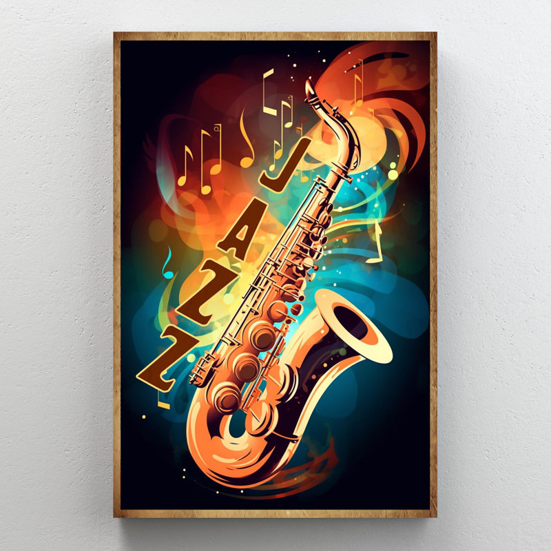Saxophone jazz sur toile, impression, H 20 po x l 16 po x P 1,25 po