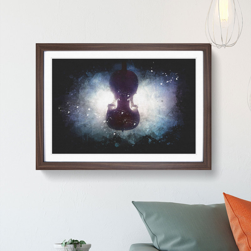Submerged Cello - Picture Frame Graphic Art Print, Walnut Framed, 45cm H x 63cm W x 2cm D