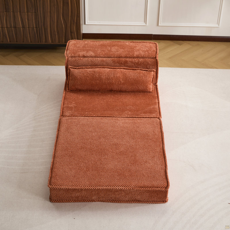 Compression Mahjong Sofa,Convertible Floor Sofa Bed,DIY Boneless Modular Sectional Sofa,No Assembly Required, Orange Fabric