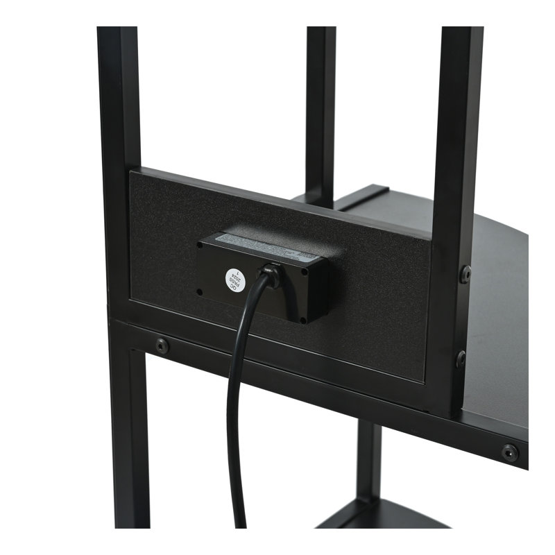 5 Tier Corner Shelf with LED Light and USB Plug, With Glass Holder, Tall Standing Shelf for Wall Corner, Narrow Bookshelf