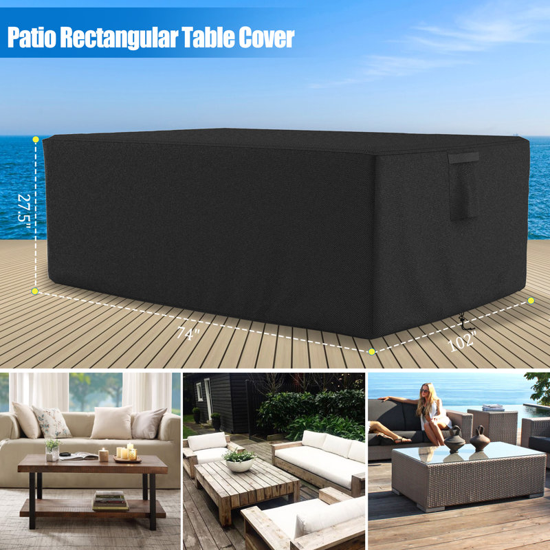 Patio Furniture Covers Outdoor Waterproof Rectangular Patio Table Chair Sofa Set Cover, 27.5" H x 74" W x 102" D