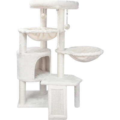 Three Layer Cat Tree With Cat Condo And Two Hammocks,