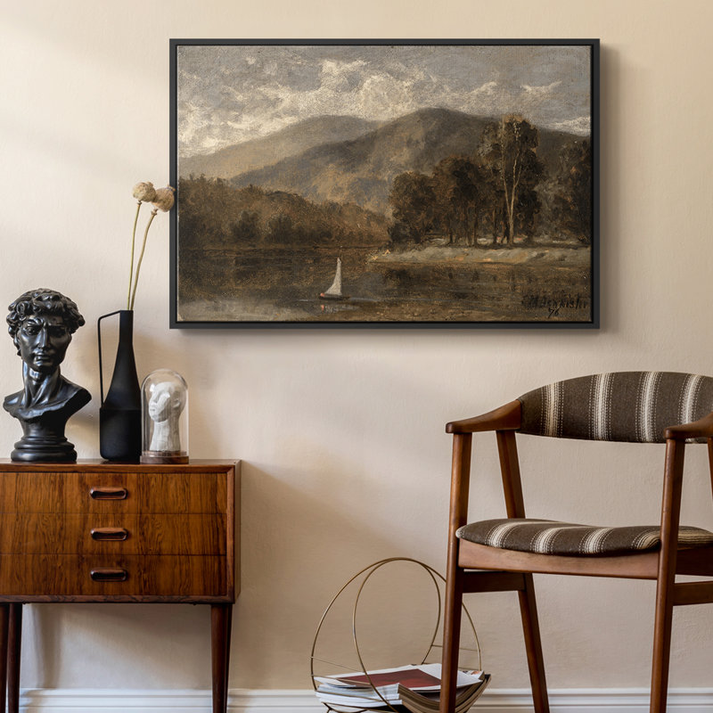Paysage rétro - DCL XXXVII, Toile avec cadre flottant noir, H 27 po x l 41 po x P 2 po