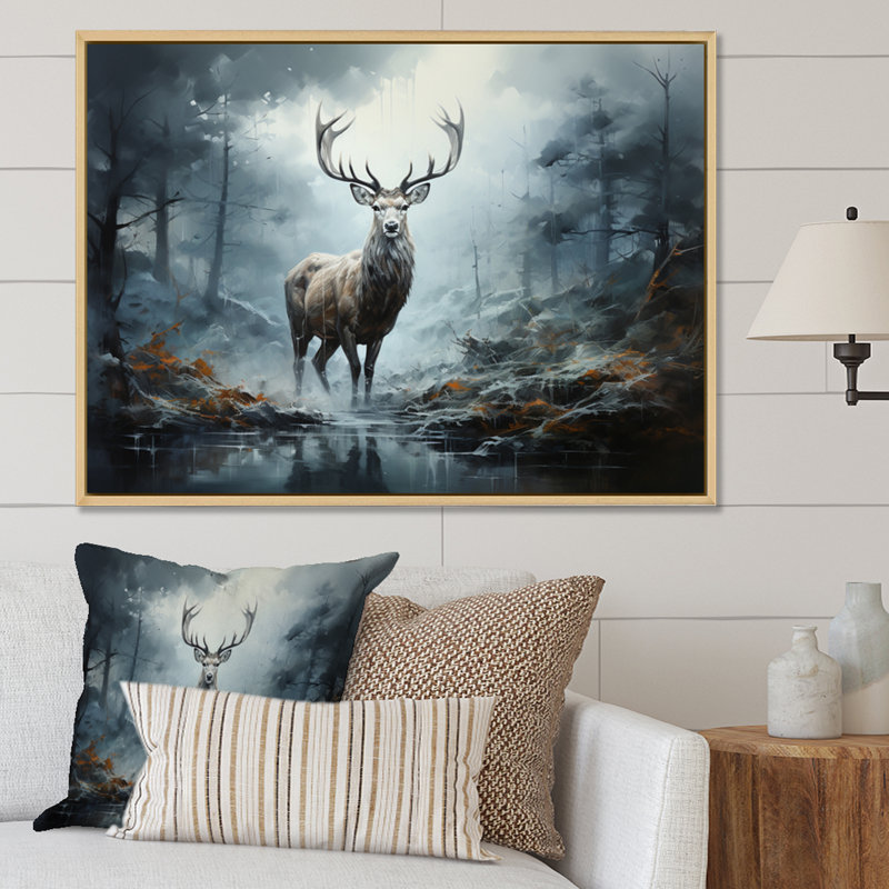 " Deer Whispering Mist I ", Natural Floater Framed, 30" H x 40" W x 1.5" D