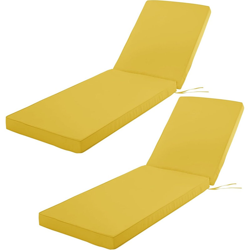 Outdoor Chaise Lounge Cushion Set Of 2, Water-repellent Fade-resistant Patio Lounge Chair Cushions For Pool, Lawn, Resort, Yellow