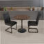 Table de salle à manger 31,5 "en noyer circulaire, table de salle à manger, table de salle à manger pour 2 à 4 personnes, plateau et base en panneau de fibres à densité moyenne et 2 chaises de salle à manger en polyuréthane noir-1635758835