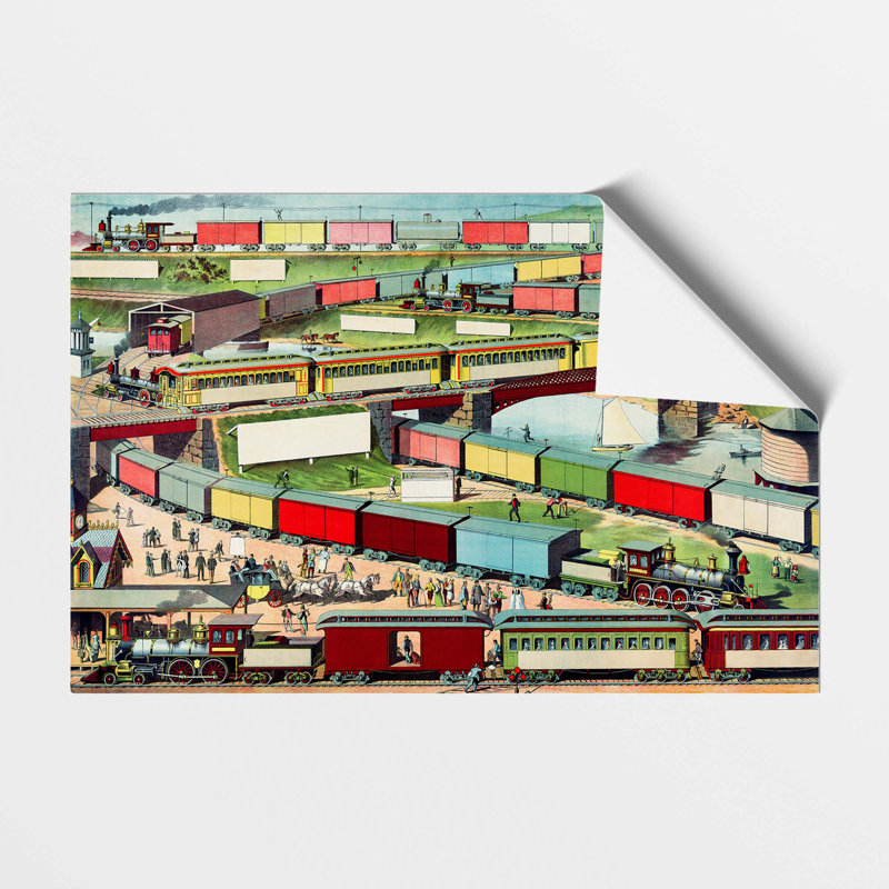 Vintage Steam Train Illustration - No Frame Painting, 21 cm H x 29.7 cm W