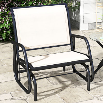 Fauteuil coulissant à structure métallique en métal avec filet respirant aéré pour le jardin, la piscine, la cour, la construction du porche extérieur blanc crème