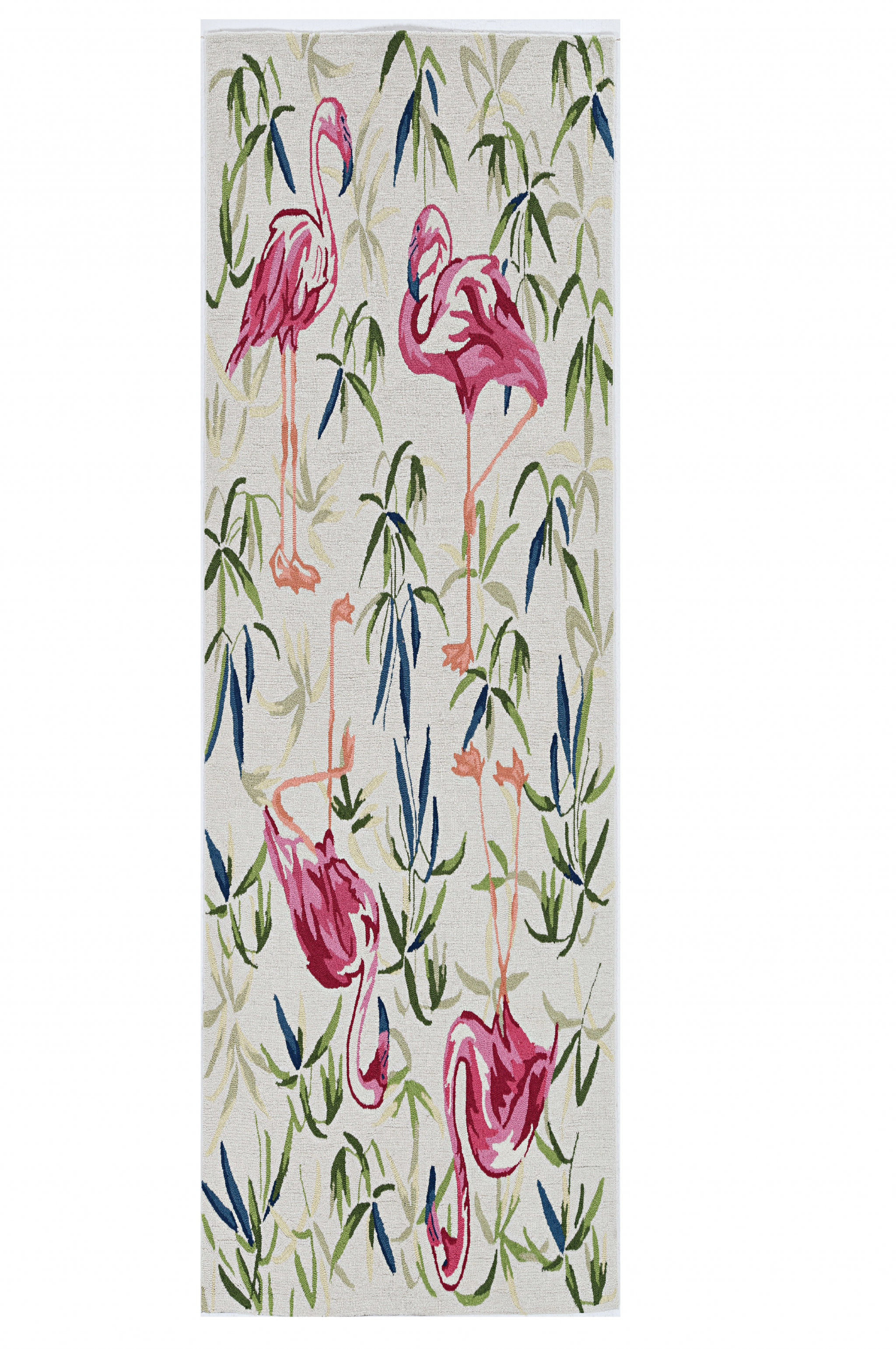 HomeRoots 7' Ivory Pink Hand Hooked Flamingo Indoor Runner Rug | Wayfair