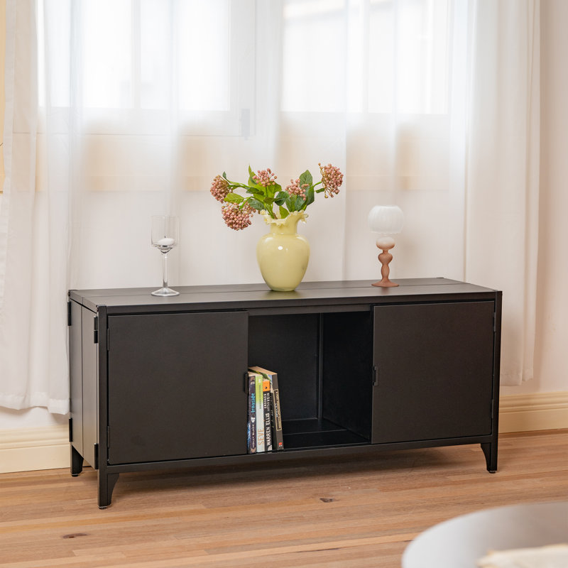 Meuble télé pliable en métal, Noir