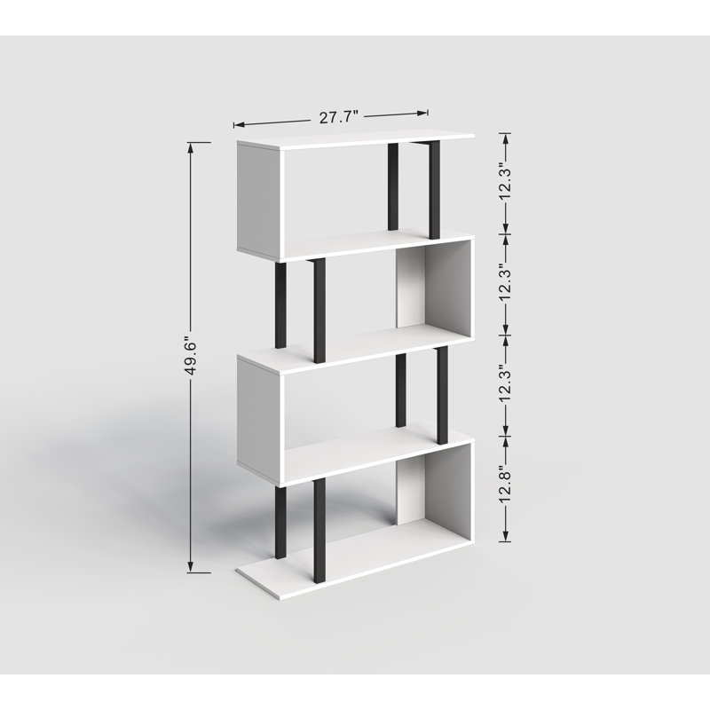 Paravent en bois Nathulal avec tablettes ouvertes pour espaces modernes, Blanc