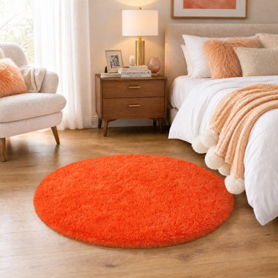 Solid Rug Soft Fluffy Orange Indoor Area Rug for Living Room Bedroom Nursery Kids Room