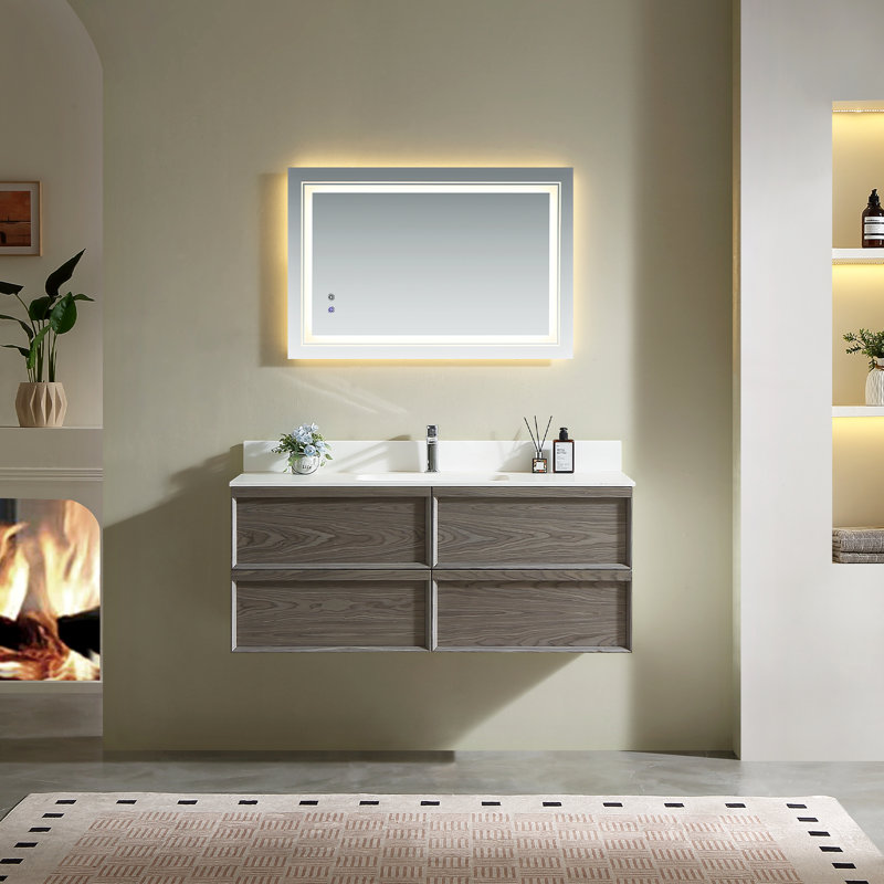 Armoire murale de salle de bain flottante de style médiéval avec évier 48 po
