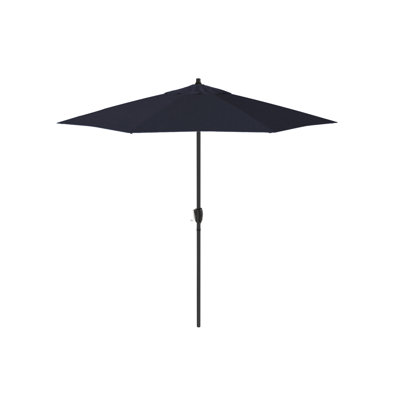 Parasol en fibre de verre de 7,5 pi en aluminium noir pour terrasse de marché et inclinaison automatique Sunbrella