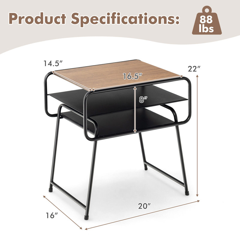 Table de chevet en acier, Ensemble de 2