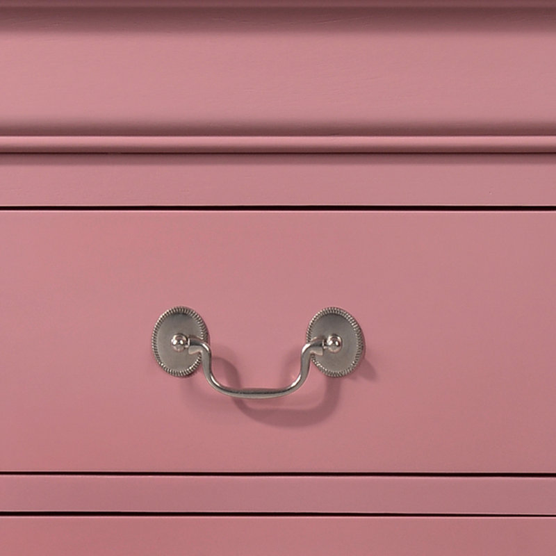 Nanhey Wooden Nightstand, Dark Pink