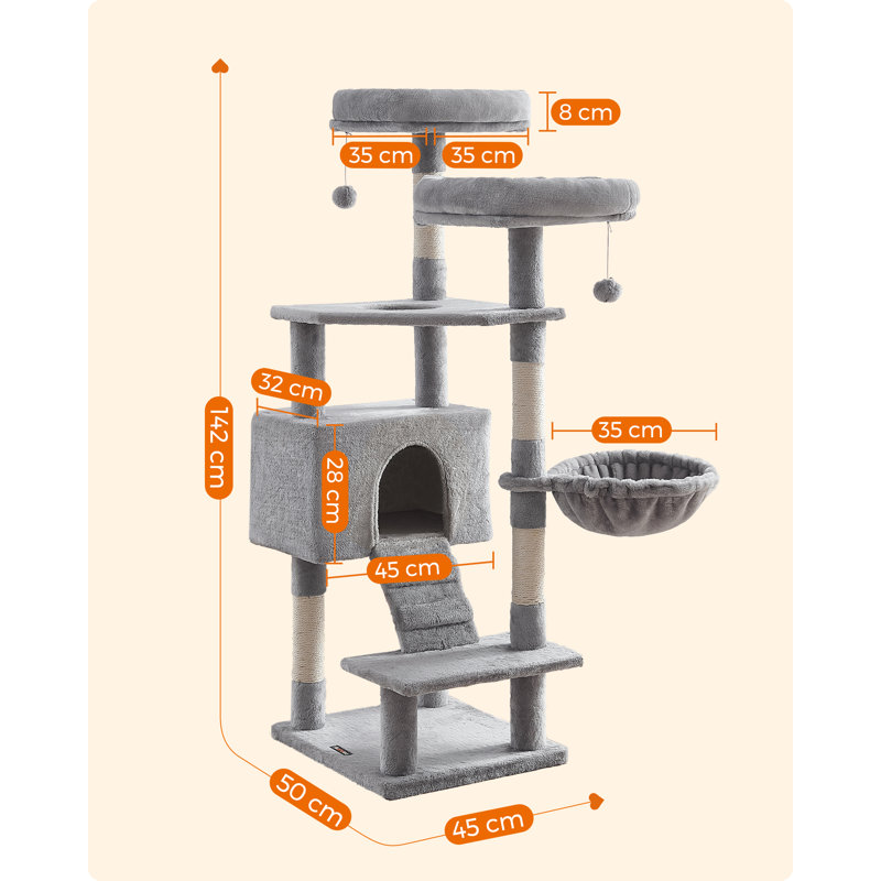 142cm H Cat Tree, Light Grey