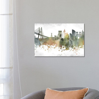 Lisbon Skyline by WallDecorAddict - Wrapped Canvas Print