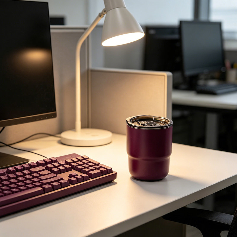 Mini-tasse à double paroi en acier inoxydable pour bouteille d'eau pour bureau, Mauve