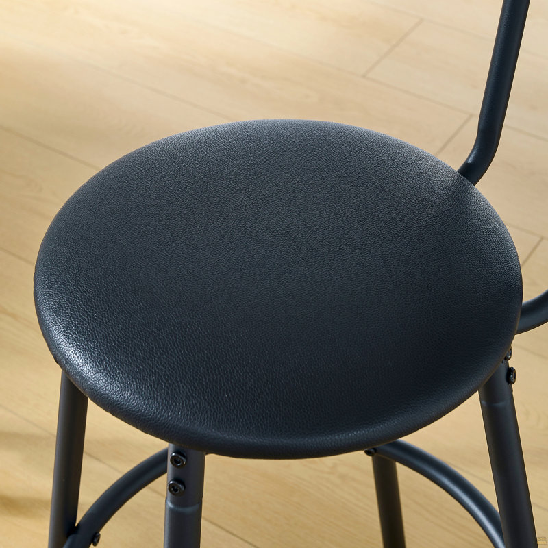 Ensemble de table de bar ronde et tabouret avec tablette, tabouret rembourré avec dossier