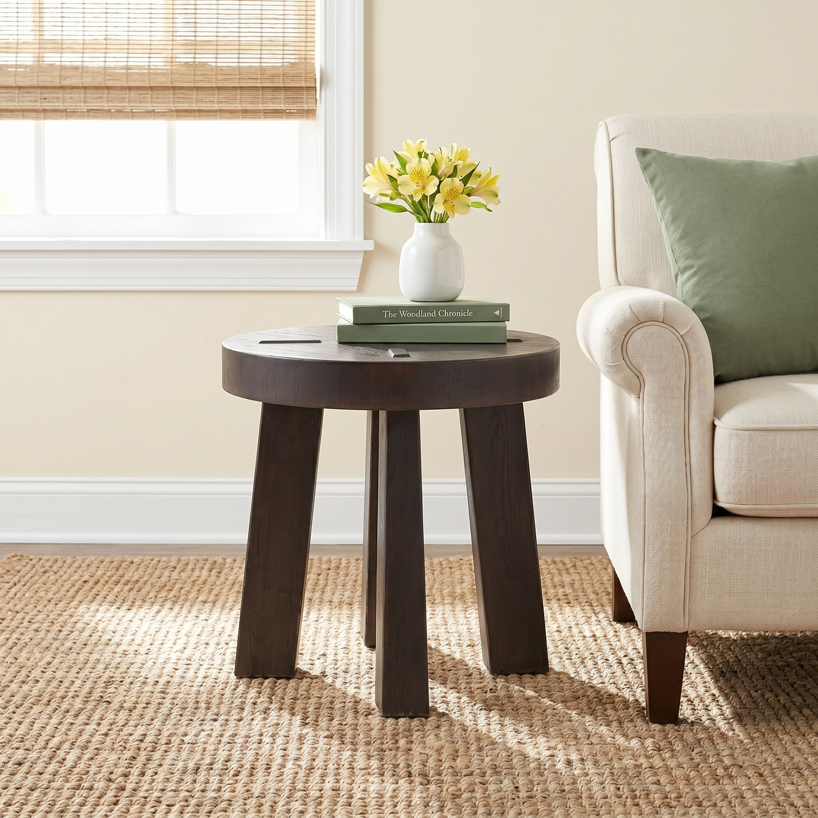 Sadira 22" Oak End Table, Burnt Oak Veneer