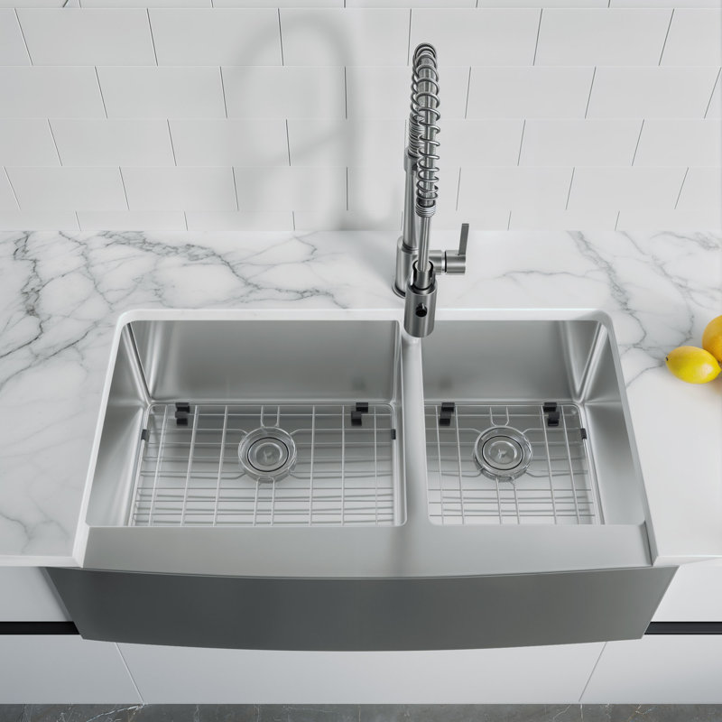 Évier de cuisine à double cuve en acier inoxydable de calibre 16 de profondeur 16 po avec crépine et grille 16 po Dowell