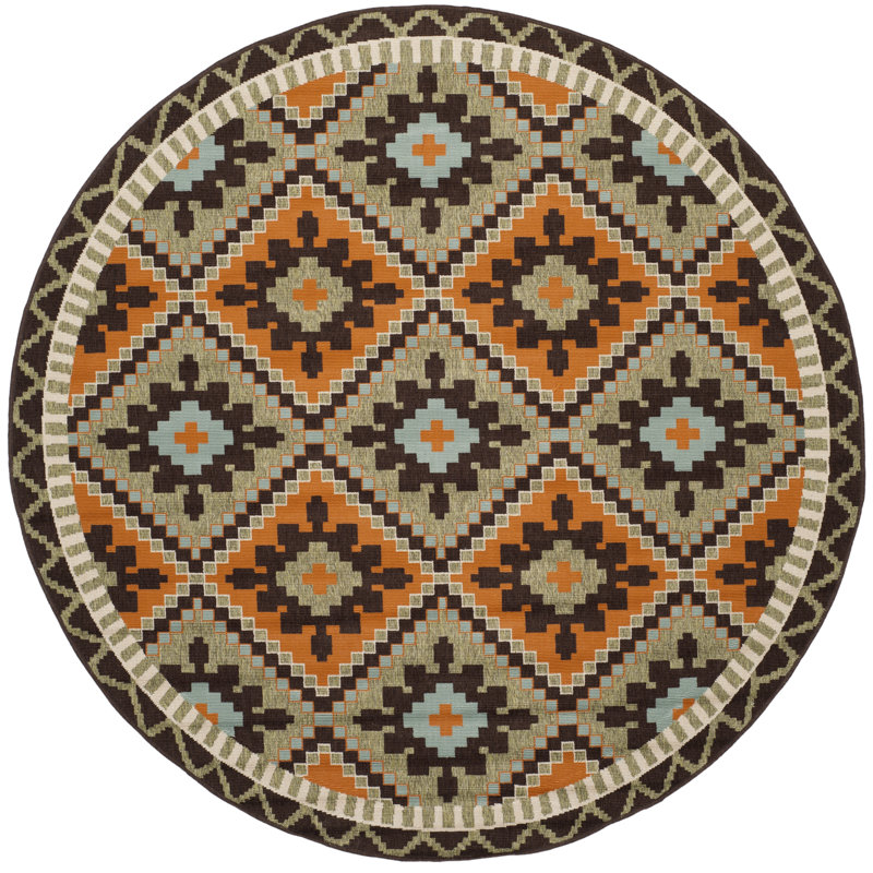 Northpoint Performance Oriental Indoor/Outdoor Area Rug, Round 6'7"