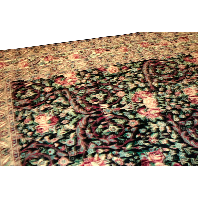 High-Quality Hand-Knotted Black And Ivory Area Rug