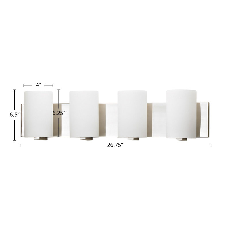 Éclairage pour meuble-lavabo à 4 lumières Abhijeet, Chrome brossé