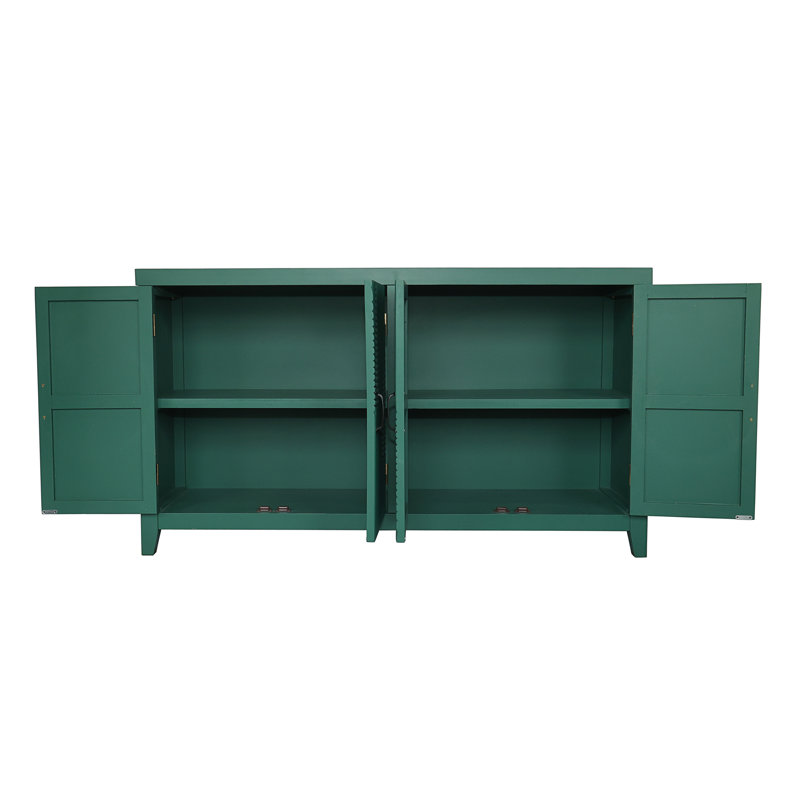 59"Green Accent Cabinet With 4 Doors