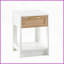 Panneau de fibres à densité moyenne blanc Table basse en rotin avec tiroir - Table d'appoint facile à nettoyer pour le salon / la chambre à coucher, assemblage rapide-679998688