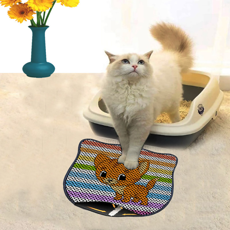 Tapis de litière durable pour chat, 15,7 po x 19,7 po | 50% PVC / 50% polyester, lavable à la machine et passer l'aspirateur | Parfait pour un nettoyage facile, conception antidérapante pour garder votre maison propre et fraîche, idéal pour les propriétaires d'animaux de compagnie