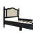 Wooden Platform Bed With Natural Rattan Headboard, Vintage Bed Frame With Wooden Slat Support-149902287-149902280