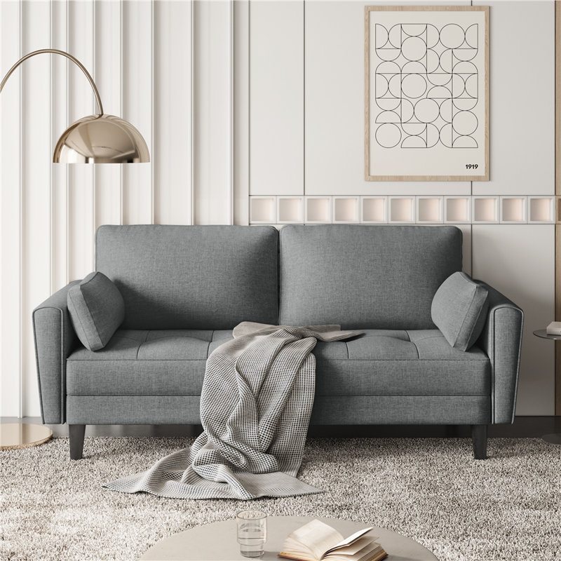 2 Seater Linen Loveseat,  Dark Grey