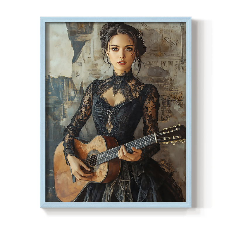 Reproduction encadrée WOMEN Series CCxxviii - bois massif, H 21 po x l 17 po, Bleu