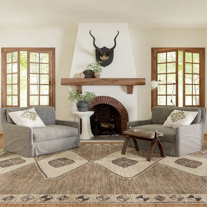 Fennel Diamond Machine Washable Area Rug, Rectangle 5'3" x 8'
