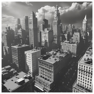 Tapisserie murale noire «Cityscape»