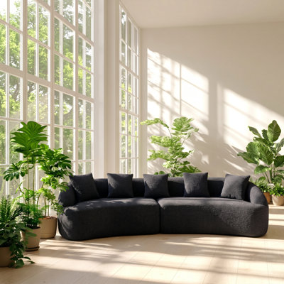 Avenwood 110" W x 39.4" D x 25.6" H Chenille 4-Seat Curved Modular Sectional Sofa