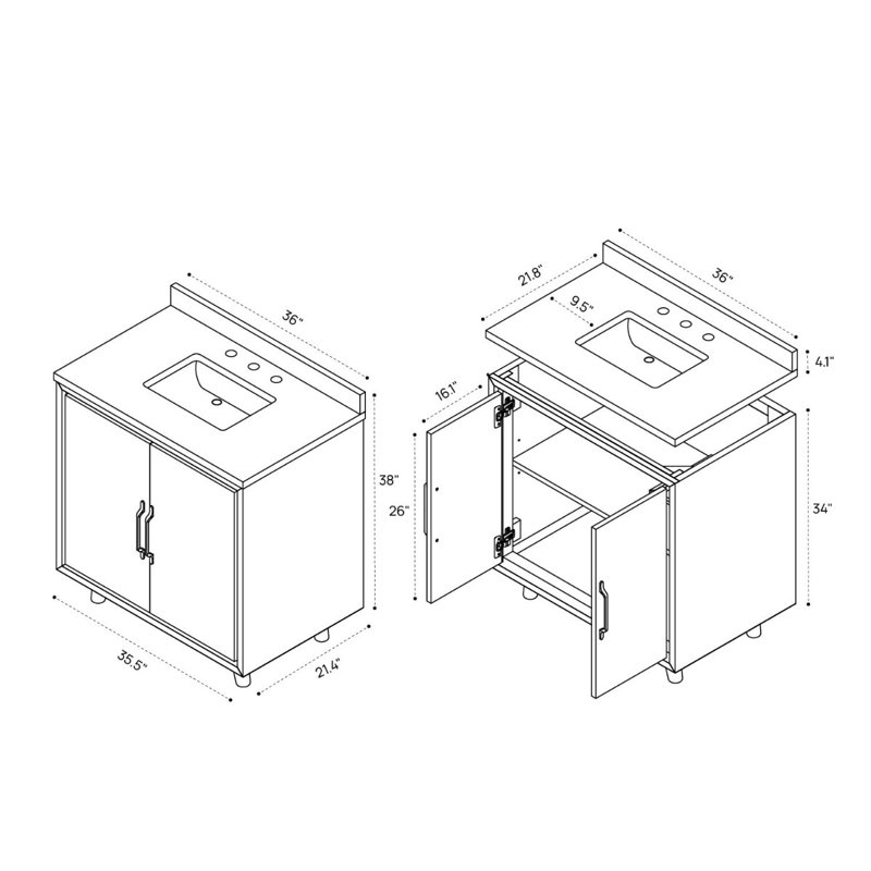 Setton Single Vanity, 36" W