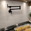 Robinet remplisseur mural avec bras articulés doubles, 2 poignées et valves en céramique pour cuisine commerciale, finition noir mat