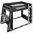 Queen Size Wooden Gaming Bunk Bed with Desk,Two Storage Shelves,USB and LED Light,Black+Grey-676019716