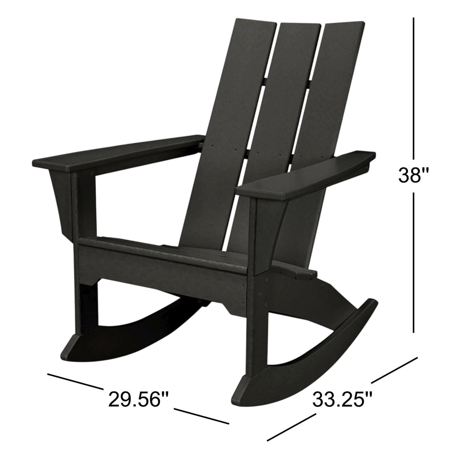 POLYWOOD Modern Adirondack Rocker, Black