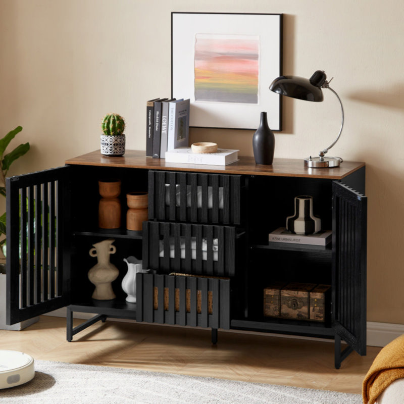 Commode horizontale en bois manufacturé à 3 tiroirs